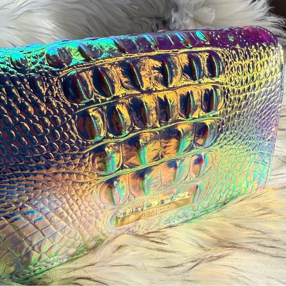 Brahmin Iridescent Croc-Embossed Crossbody in Rainbow Holographic - Picture 2 of 7